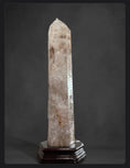 Load image into Gallery viewer, Large Clear Quartz mixed with Fire Quartz Tower in custom wood stand - REIKI LUNAS, CRAFTS & ARTISAN
