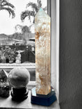 Load image into Gallery viewer, Large Clear Quartz mixed with Fire Quartz Tower in custom wood stand - REIKI LUNAS, CRAFTS & ARTISAN
