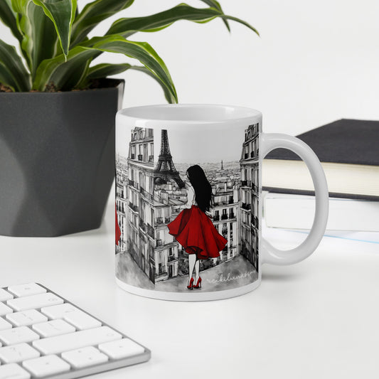 She is Paris White glossy mug - REIKI LUNAS, CRAFTS & ARTISAN