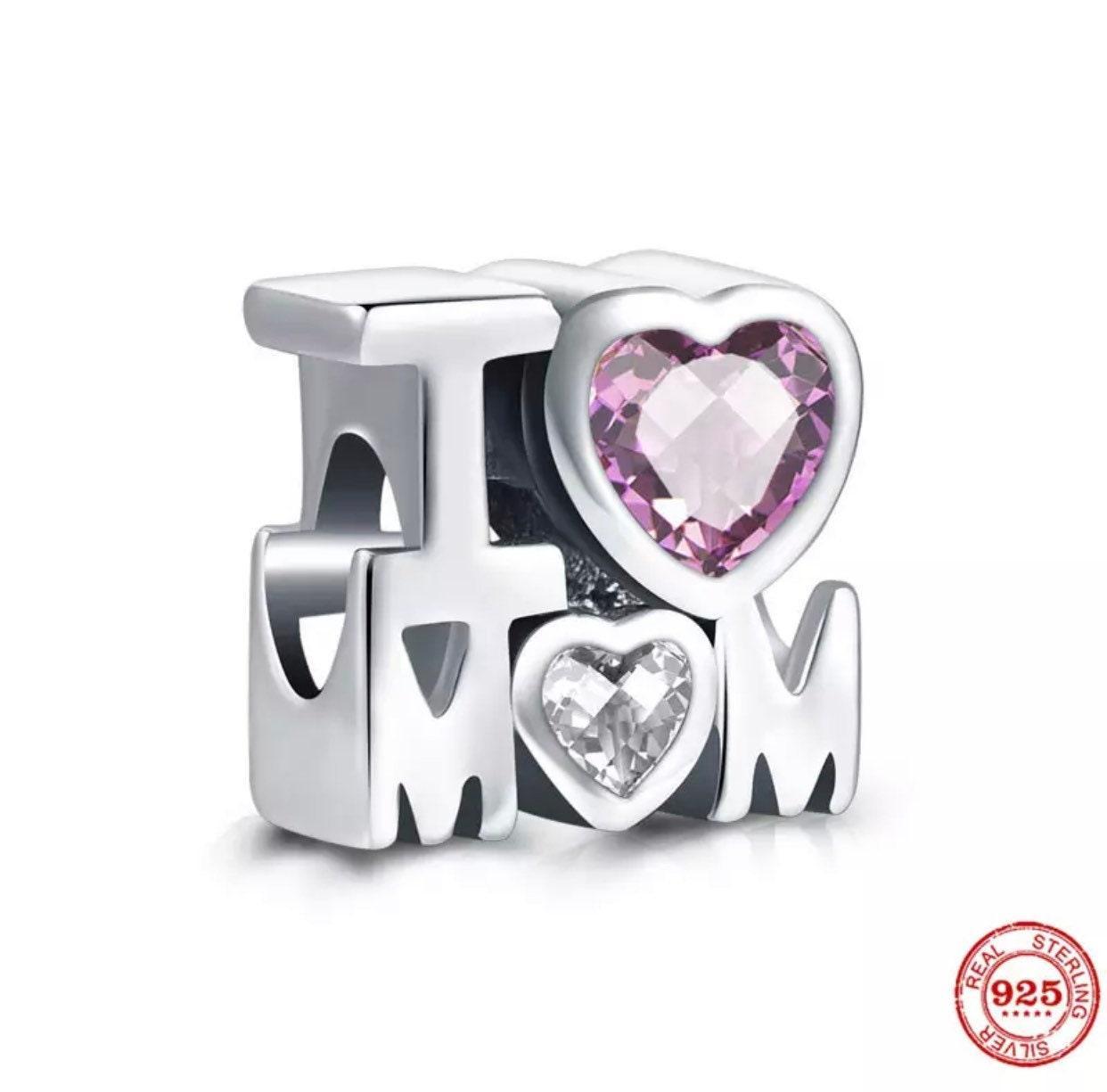 925 Sterling Silver I love Mom Charm/Gift - Blu Lunas Shoppe