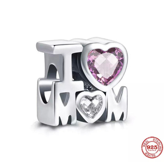 925 Sterling Silver I love Mom Charm/Gift - Blu Lunas Shoppe