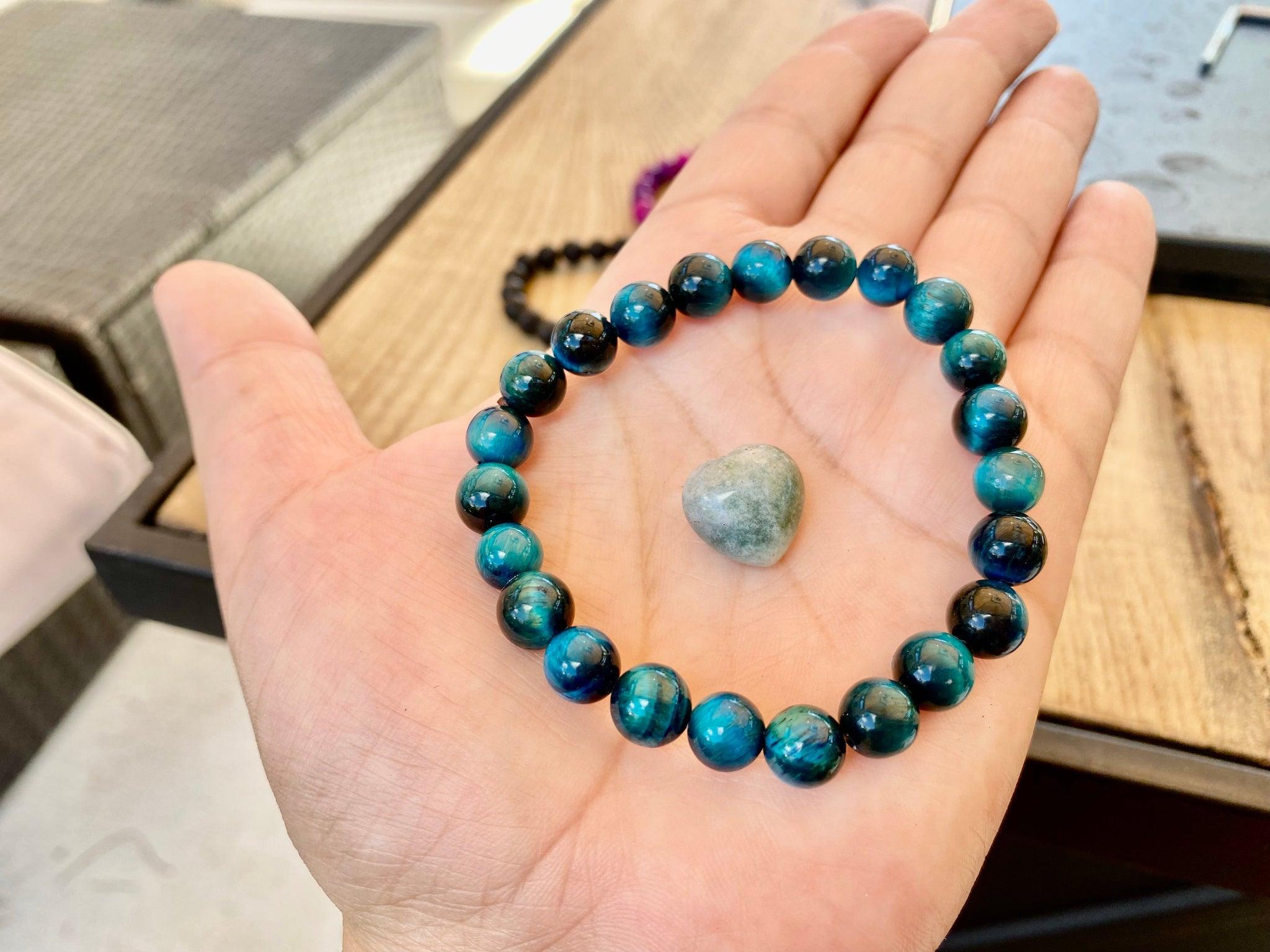 Blue Tiger Eye Bracelet Bundle with Ocean Jasper, zen crystals - Blu Lunas Shoppe