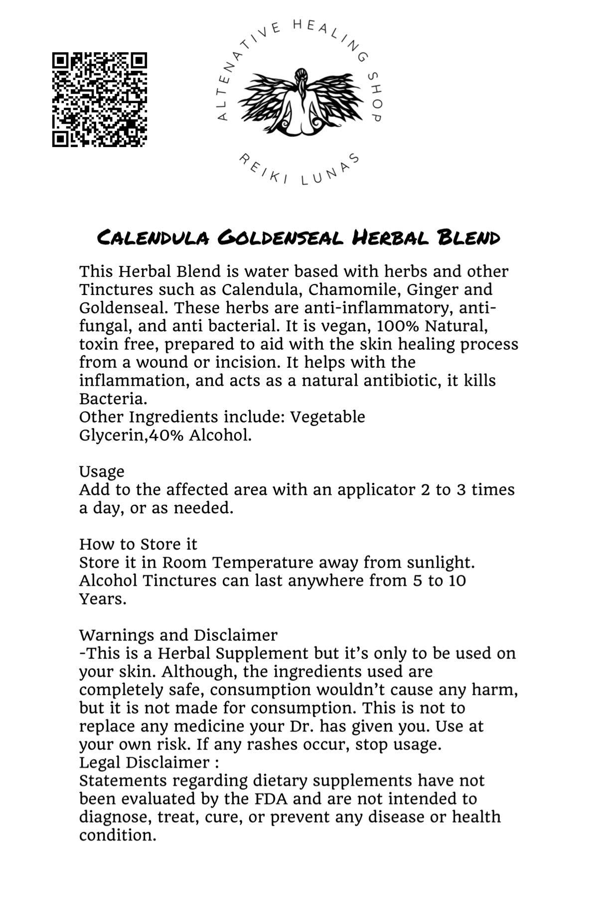 Calendula Goldenseal Natural Antibiotic - Blu Lunas Shoppe