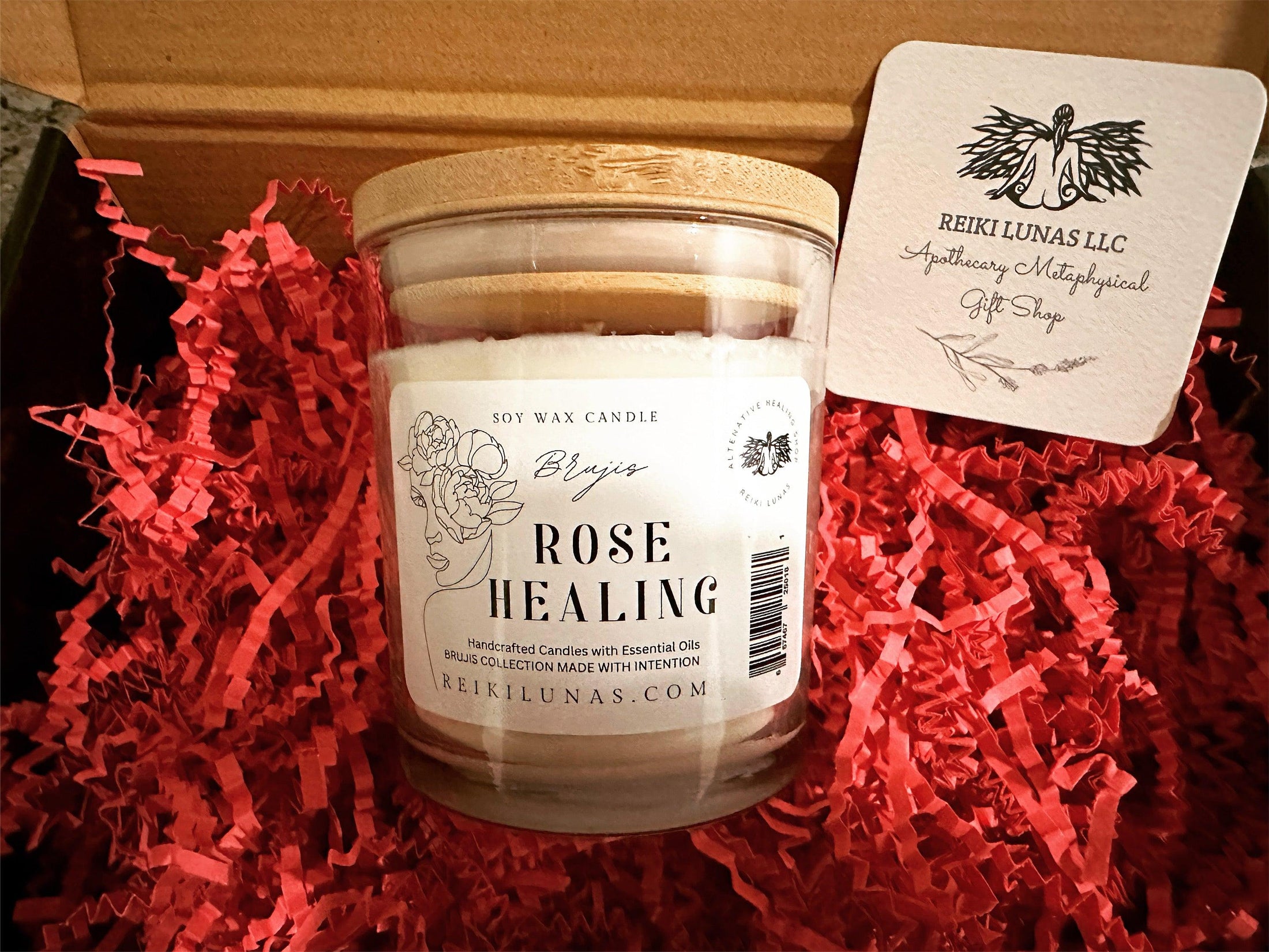 Candles to my door, Rose Healing Candle Soy Wax 10oz - Blu Lunas Shoppe