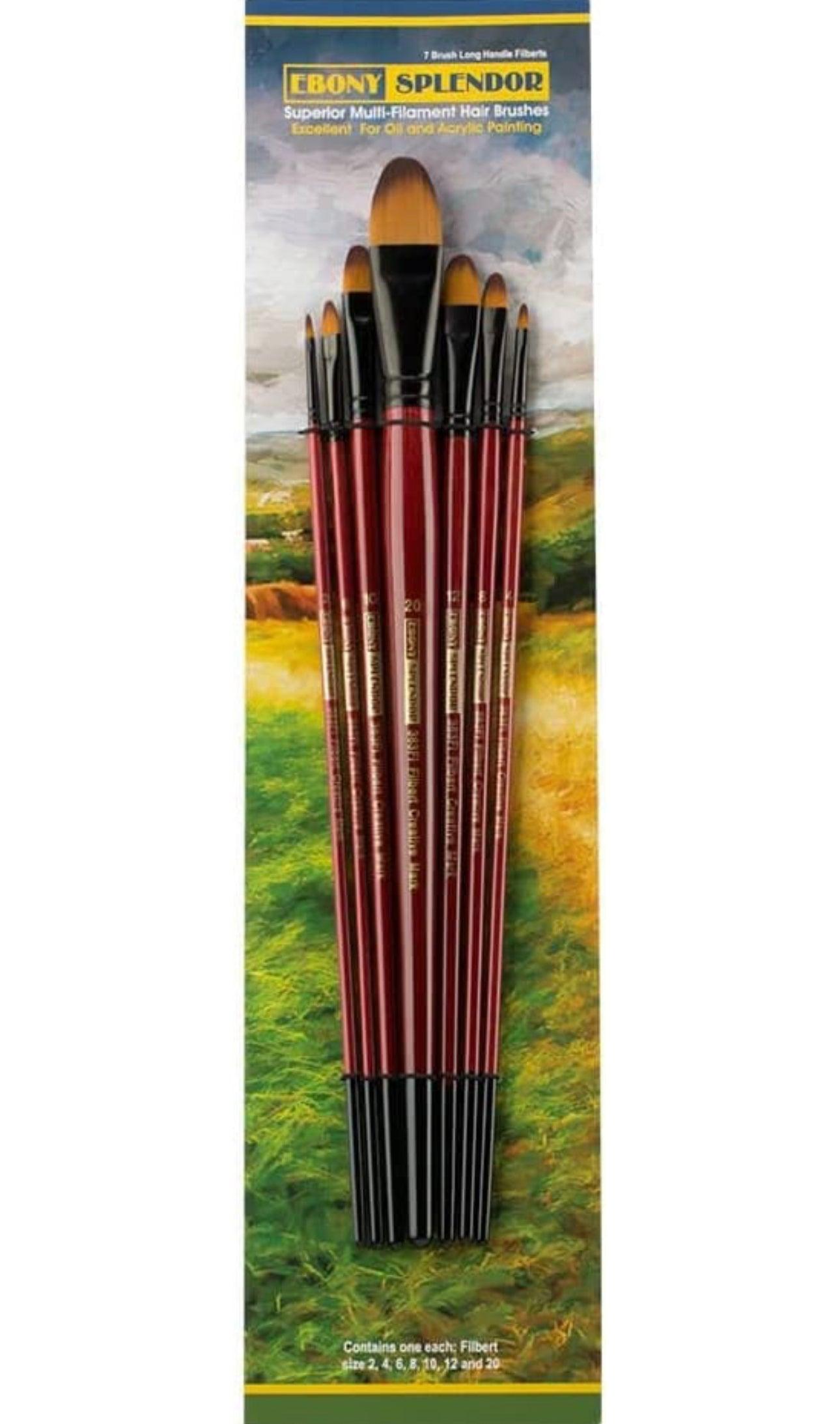 Ebony Splendor Brush Long Handle Filbert Set - Blu Lunas Shoppe