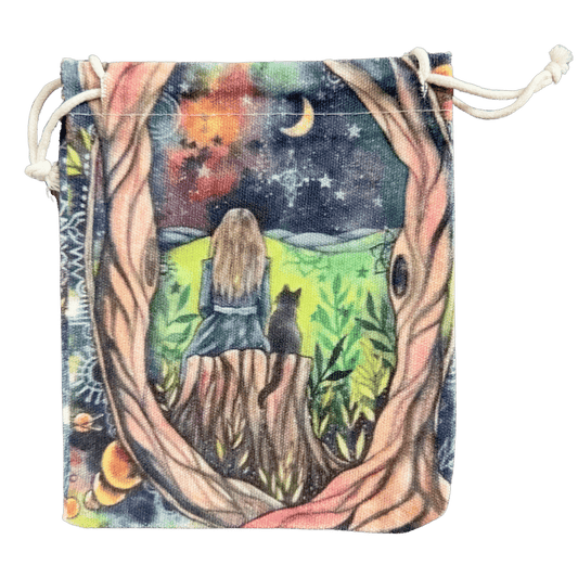 Girl Witch Tarot and Crystal Pouch - Blu Lunas Shoppe