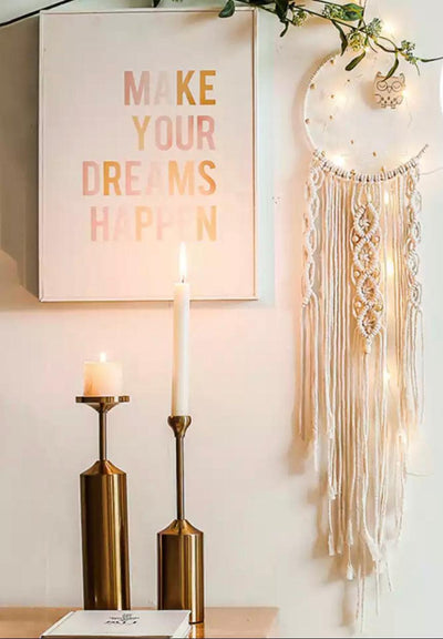 Macrame Moon Star Dream Catcher Wall Hanging Tapestry Boho Home Decor Handmade Kids Girls Christmas Room Decoration Gift - Blu Lunas Shoppe