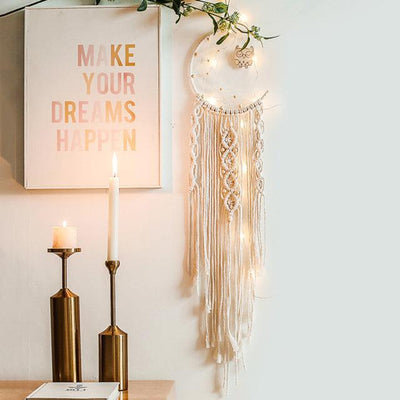 Macrame Moon Star Dream Catcher Wall Hanging Tapestry Boho Home Decor Handmade Kids Girls Christmas Room Decoration Gift - Blu Lunas Shoppe