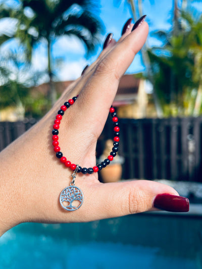 Red Coral and Blue Sand Bracelet Small Adult Size - Blu Lunas Shoppe
