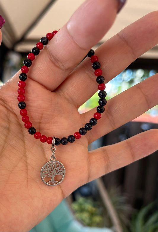 Red Coral and Blue Sand Bracelet Small Adult Size - Blu Lunas Shoppe