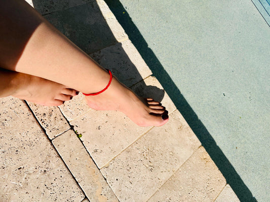 Red Coral Gemstone Anklet for Evil Eye and Protection - Blu Lunas Shoppe